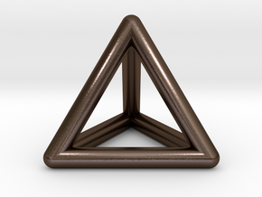 Tetrahedron Platonic Solid Triangular Pyramid Pend in Polished Bronze Steel