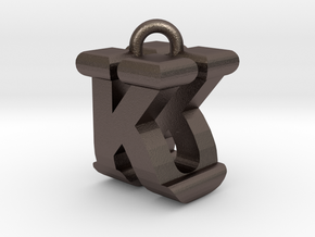 3D-Initial-KU in Polished Bronzed Silver Steel