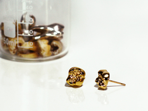 Tooth Cap Stud Earrings in Polished Brass