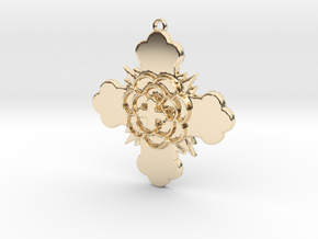 Rose Cross Pendant in 14k Gold Plated Brass