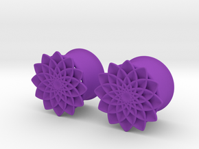 5/8" ear plugs 16mm - Flowers 12 petals in Purple Processed Versatile Plastic
