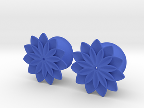 5/8" ear plugs 16mm - Flowers - 11 petals in Blue Processed Versatile Plastic