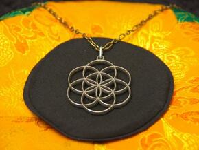 Seed of Life Pendant in Polished Bronzed Silver Steel