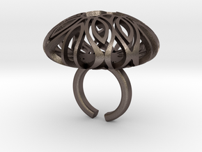Mandala Brain in Polished Bronzed Silver Steel