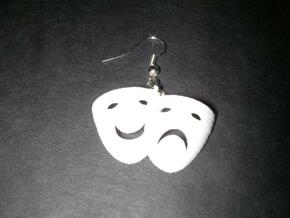Tragedy & Comedy Mask Earring in White Natural Versatile Plastic