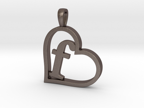 Alpha Heart 'F' Series 1 in Polished Bronzed Silver Steel