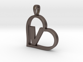 Alpha Heart 'V' Series 1 in Polished Bronzed Silver Steel