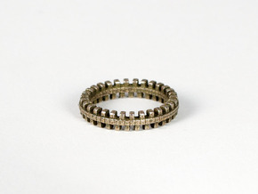 Tread Ring in Polished Bronzed Silver Steel: 7 / 54