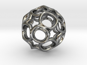 Truncated icosahedron 2.5CM in Polished Silver