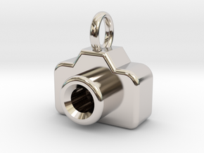 Mini DSLR Camera - Pendant in Rhodium Plated Brass