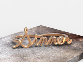 NEW! Sinner Script Ring (2-Finger) in Polished Bronze: 6 / 51.5