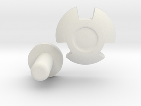 KRCNC2 Clover Button and back plate in White Natural Versatile Plastic