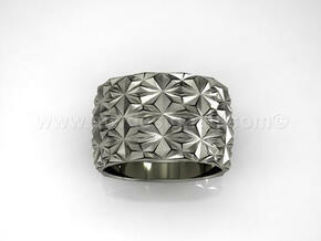 Complex Geometric Triangle Pattern Band - Simple in Fine Detail Polished Silver: 8 / 56.75