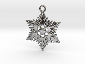 The Heart of a Snowflake in Fine Detail Polished Silver