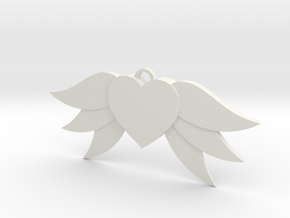 Heart With Wings in White Natural Versatile Plastic