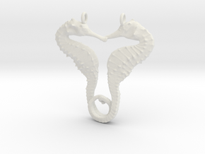 SEAHORSE Pendant, 4.5cm length in White Natural Versatile Plastic