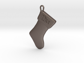 "Nice" Christmas Stocking Pendant in Polished Bronzed Silver Steel