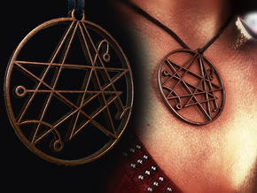 Mystical Cthulhu Symbol Pendant in Polished Bronze Steel
