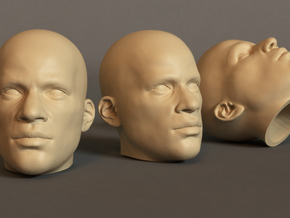 Generic Male Head 1/6 scale figure  - Variant 04 in White Natural Versatile Plastic: Small
