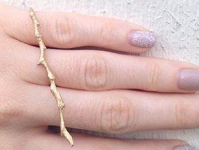 Twig Double Ring in Polished Gold Steel