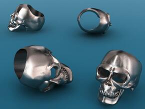 Skull Ring (large) in Polished Bronzed Silver Steel