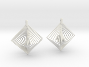 Earrings 20 squares in White Natural Versatile Plastic