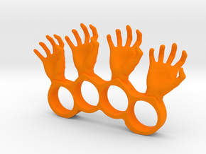 4 finger silly hand ring in Orange Processed Versatile Plastic