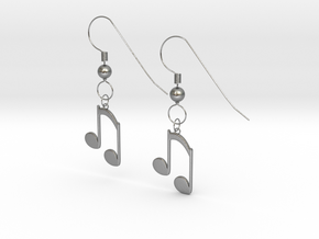 Music note earrings version 2 in Natural Silver (Interlocking Parts)