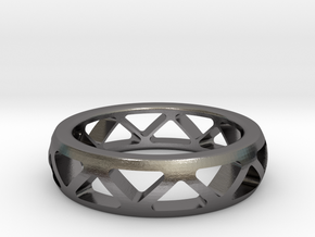 Geometric Ring- size 9 in Polished Nickel Steel