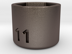 Ultra compact 11mm socket. Stainless steel. in Polished Bronzed Silver Steel