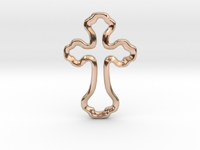 Delicate Open Cross Pendant in 14k Rose Gold Plated Brass