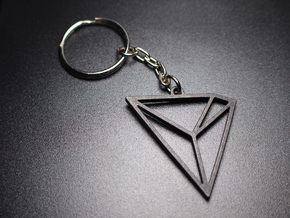 TRON Logo Key Chain (size: large - 40mm) in Polished and Bronzed Black Steel