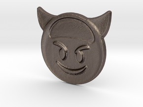 Evil Emoji Pendant in Polished Bronzed Silver Steel