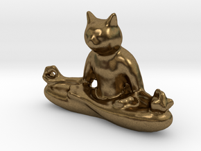 Meditating Cat in Natural Bronze: Medium