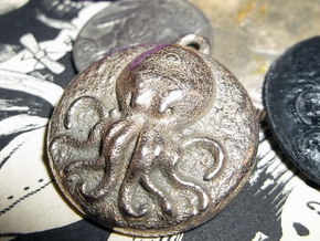 Cthulhu Pendant/Key Fob  in Polished Bronzed Silver Steel
