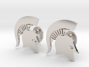 MSU Spartan Cufflinks, Customizable in Rhodium Plated Brass