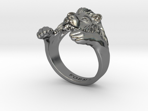 Lion Hug Ring in Polished Silver: 5 / 49