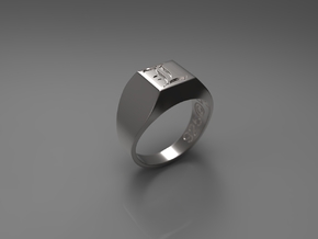 Letter L Ring 001 in Polished Silver