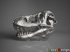 T-Rex Skull 30mm Pendant - Keychain in Polished Bronzed Silver Steel