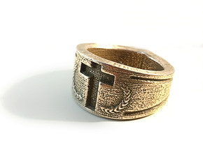 Crusader's Ring in Polished Bronzed Silver Steel: 11 / 64