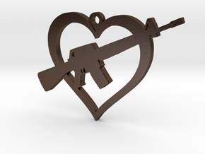I Love my AR-15 Pendant in Polished Bronze Steel