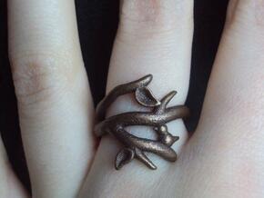 Bird on a Branch Ring in Polished Bronzed Silver Steel: 7 / 54