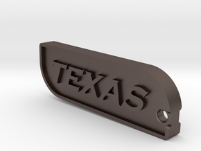Dallas Texas Keychain in Polished Bronzed Silver Steel