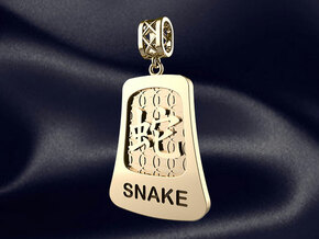 Chinese 12 animals pendant with bail - the snake in 14k Gold Plated Brass