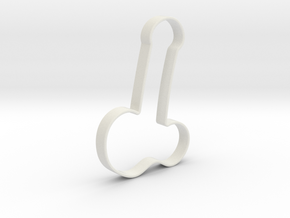 Penis Shape Cookie Cutter Stamp 2 in White Natural Versatile Plastic