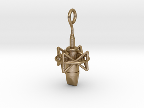 Pro Studio Microphone Pendant in Polished Gold Steel