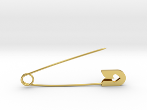 Fashion safety pin in Polished Brass