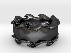Tsunami ring in Polished and Bronzed Black Steel: 12 / 66.5