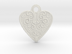 heart keychain/pendant in White Natural Versatile Plastic