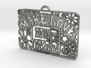 Make Love Not War Pendant in Natural Silver